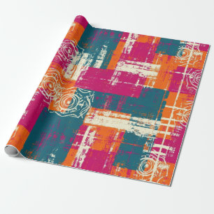 Papel De Presente Geométrico Abstrato Ousado - Textura de Pincel Gru