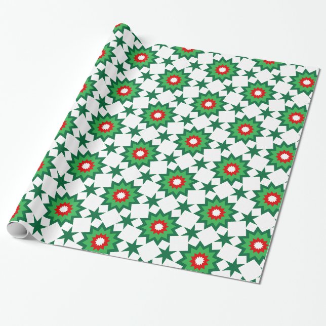 Papel De Presente Geométrico de Starburst natal (Desenrolado)