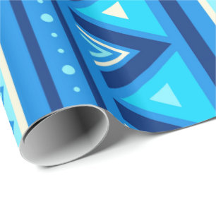 Papel De Presente Geométrico do sudoeste moderno, azul & turquesa