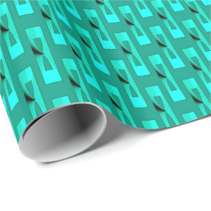 Papel De Presente Geométrico metálico do art deco - pavão e cerce