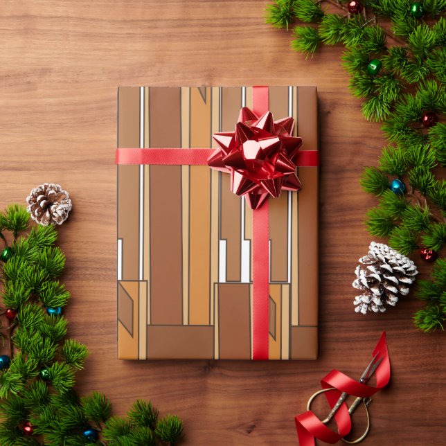 Papel De Presente Geométrico Moderno de Meados do Século (Presente de Natal)