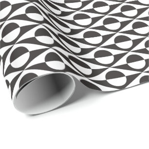 Papel De Presente Geométrico moderno do meio século, preto e branc