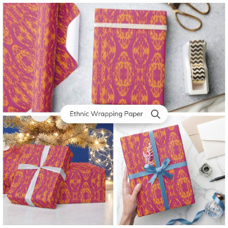 Papel De Presente Geométrico Sonoro-Laranja-Roxo-Vibrante