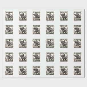 Papel De Presente George Washington Patriótico Montando T-rex Liberd