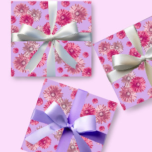 Papel De Presente Gerbera Margarida Rosa Floral Bonito