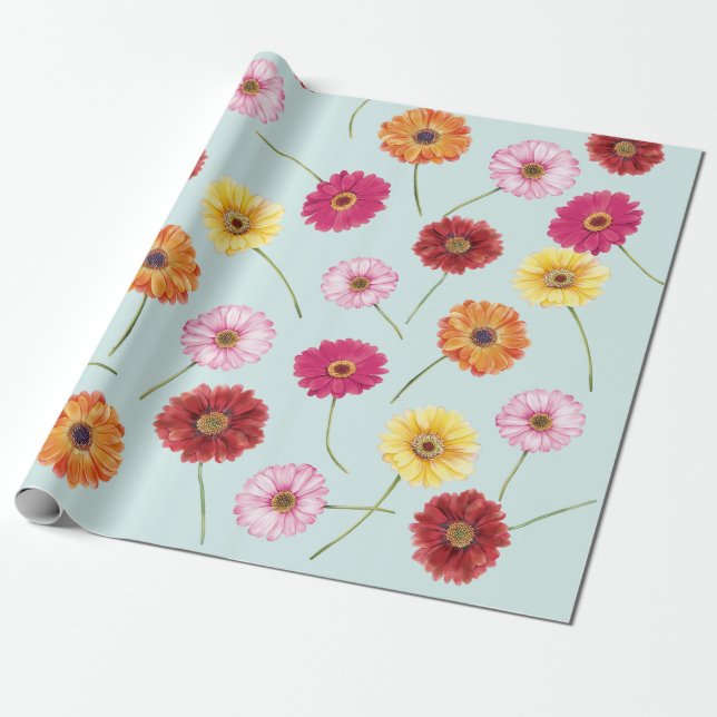Papel De Presente Gerbera,pink,red,orange,yellow wrapping (Desenrolado)