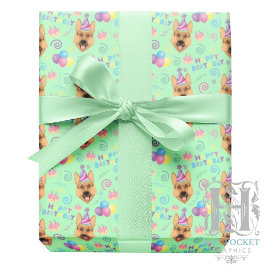 Papel De Presente German Shepherd Birthday Gift Wrapping Paper 