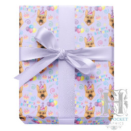 Papel De Presente German Shepherd Birthday Gift Wrapping Paper 