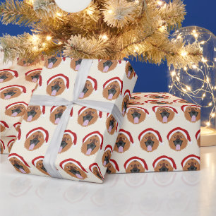 Papel De Presente German shepherd bonito com o padrão do Papai Noel
