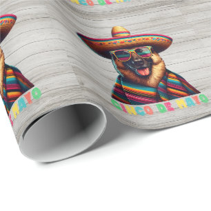 Papel De Presente German shepherd Cinco De Mayo Com Poncho Sombrero