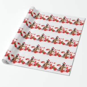 Papel De Presente German shepherd com presentes de Natal Papai Noel