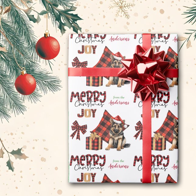 Papel De Presente German shepherd de Xadrez de Buffalo - Natal (Criador carregado)