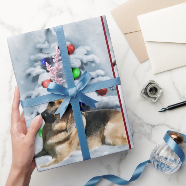 Papel De Presente German shepherd Natal (Presentear)