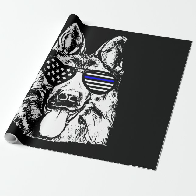 Papel De Presente German shepherd Policial Cachorro Policial (Desenrolado)