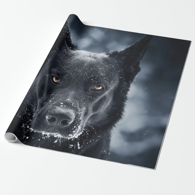 Papel De Presente German shepherd Preto (Desenrolado)