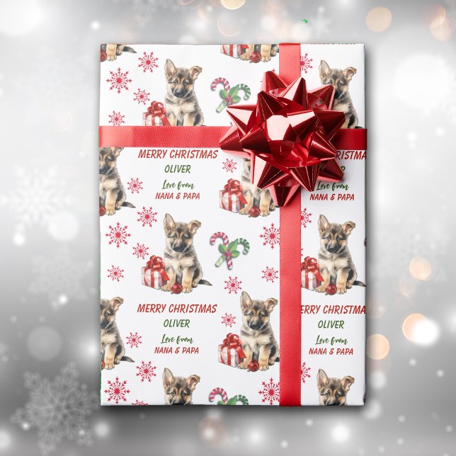 Papel De Presente German shepherd Puppy Natal (Criador carregado)