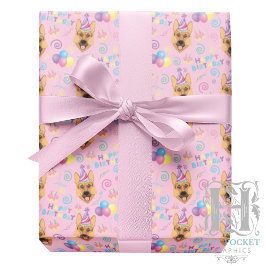 Papel De Presente German Shepherd Wrapping Paper in Pink