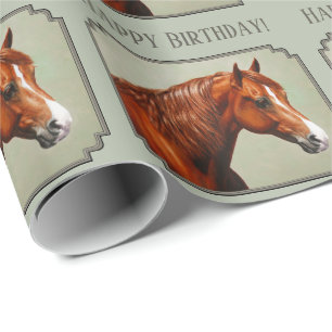 Papel De Presente Gestnut Morgan Horse Sage Verde