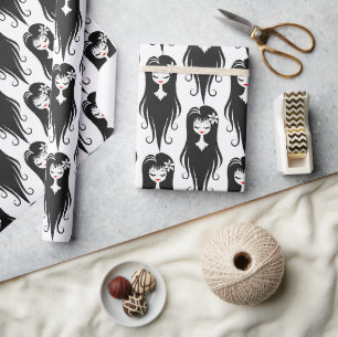 Papel De Presente Ghoul Bonito preto e branco