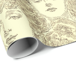 Papel De Presente Gibson garotas vitorianas ilustram ouro
