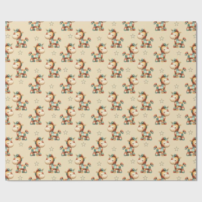 Papel De Presente Giddy-Up Patchwork Pony Birthday (Aberto)