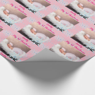 Papel De Presente GiftWrap da FOTO do Bebê - 1 rua de Garota Rosa d