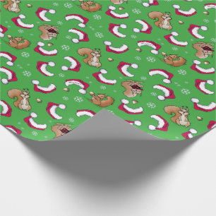 Papel De Presente Giftwrap de Natal do Esquilo KiniArt