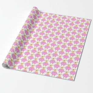 Papel De Presente Giftwrap woolly cor-de-rosa do bebê do cordeiro