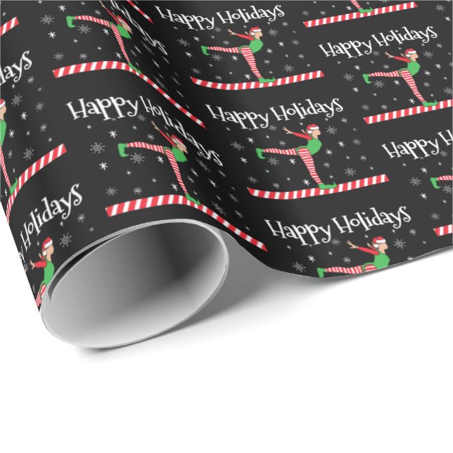 Papel De Presente Ginástica Feminina Elfo de Natal (Ponta do rolo)