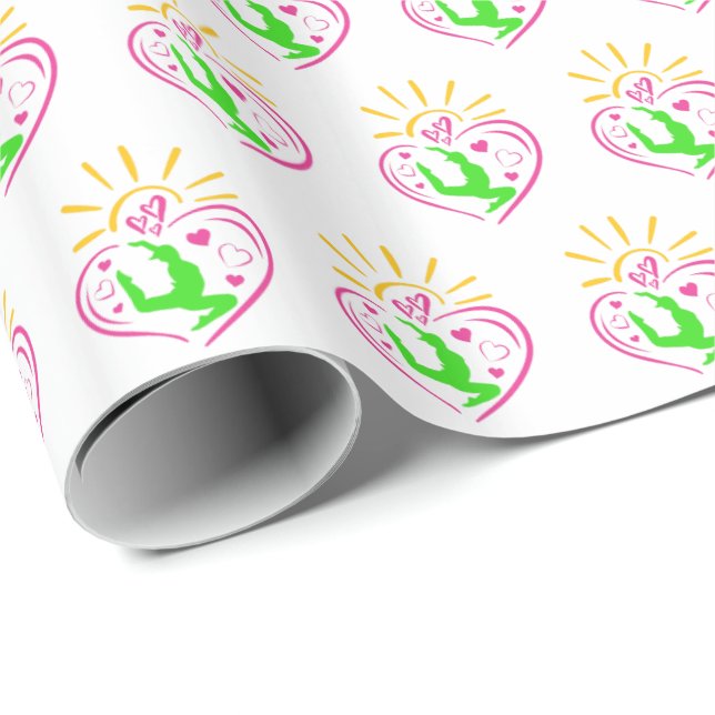 Papel De Presente Ginástica Girls - Coração Sunshine de Verão (Ponta do rolo)