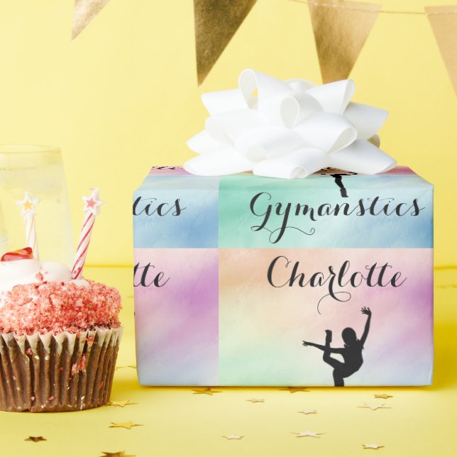 Papel De Presente Ginástica Pastel Purple Green Personalizada (Festa de aniversário)