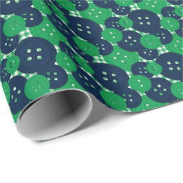 Papel De Presente Ginga de Botões Navy e Verde - Sala de Costura e A