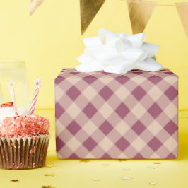 Papel De Presente Ginga Xadrez Clássico Elegante em Mauve Suave