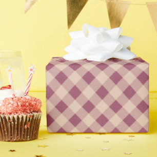 Papel De Presente Ginga Xadrez Clássico Elegante em Mauve Suave