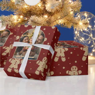 Papel De Presente Gingerbird Personalizado Foto de Natal