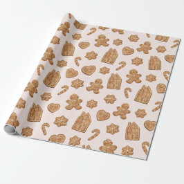 Papel De Presente Gingerbread Cookies Pattern Christmas Holiday
