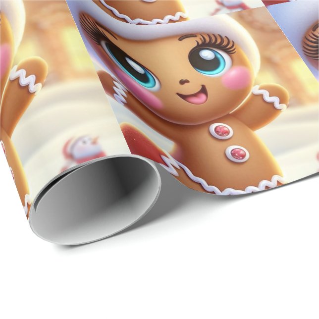 Papel De Presente Gingerbread Holiday Joy (Ponta do rolo)