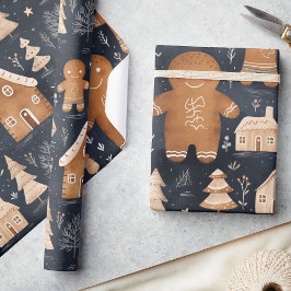 Papel De Presente Gingerpão branco bonito, Natal