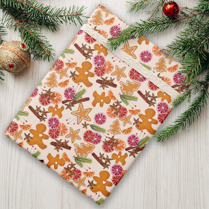 Papel De Presente Gingerpão Citrus Spices Rustic Natal Holiday