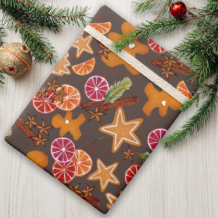 Papel De Presente Gingerpão Citrus Spices Rustic Natal Holiday