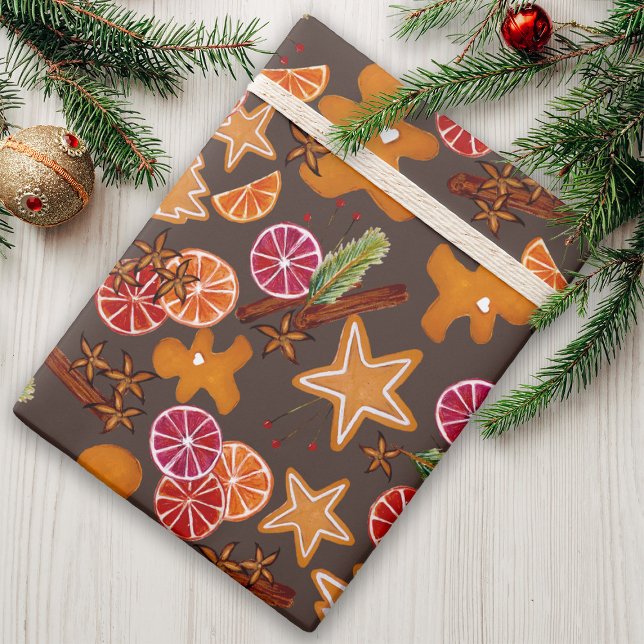 Papel De Presente Gingerpão Citrus Spices Rustic Natal Holiday (Criador carregado)