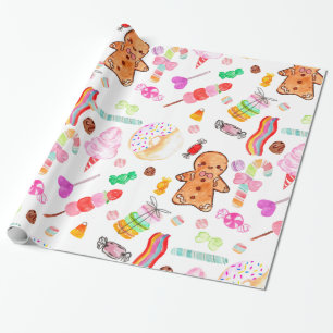 Papel De Presente Gingerpão de Sorvete doce e doce, doce,