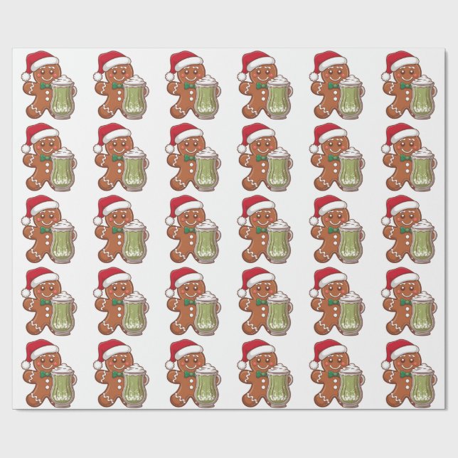Papel De Presente Gingerpão homem segurando um Natal de Matcha Bebid (Aberto)