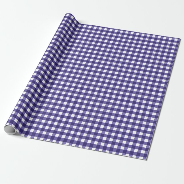 Papel De Presente Gingham azul marinho (Desenrolado)