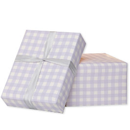 Papel De Presente Gingham Check Pastel Lilac Purple Cream