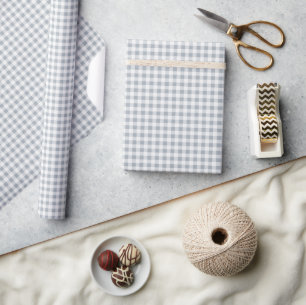 Papel De Presente Gingham cinza leve