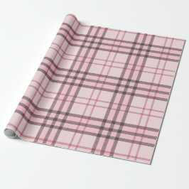 Papel De Presente Gingham da Xadrez de Buffalo Rosa
