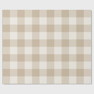 Papel De Presente Gingham de Xadrez Búfalo Bege Natural Grande