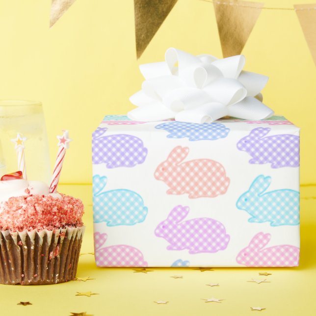 Papel De Presente Gingham Easter Bunny Pattern (Festa de aniversário)