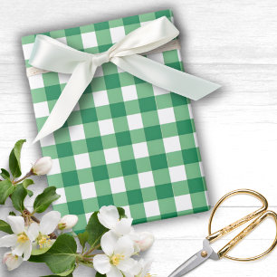 Papel De Presente Gingham Green E White Xadrez